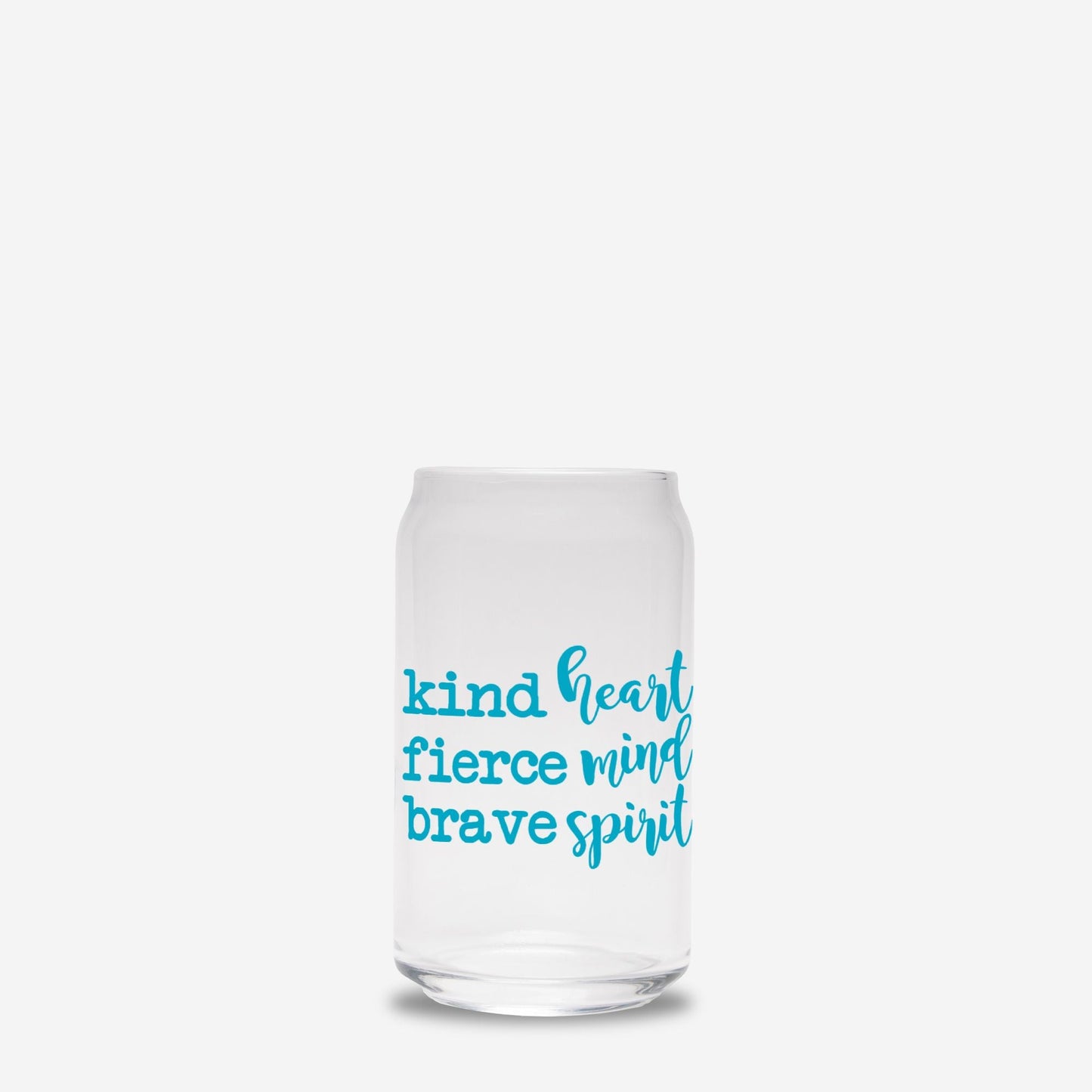 Kind Heart Fierce Mind Brave Spirit Glass Can 16oz - Blue-Luxe Palette