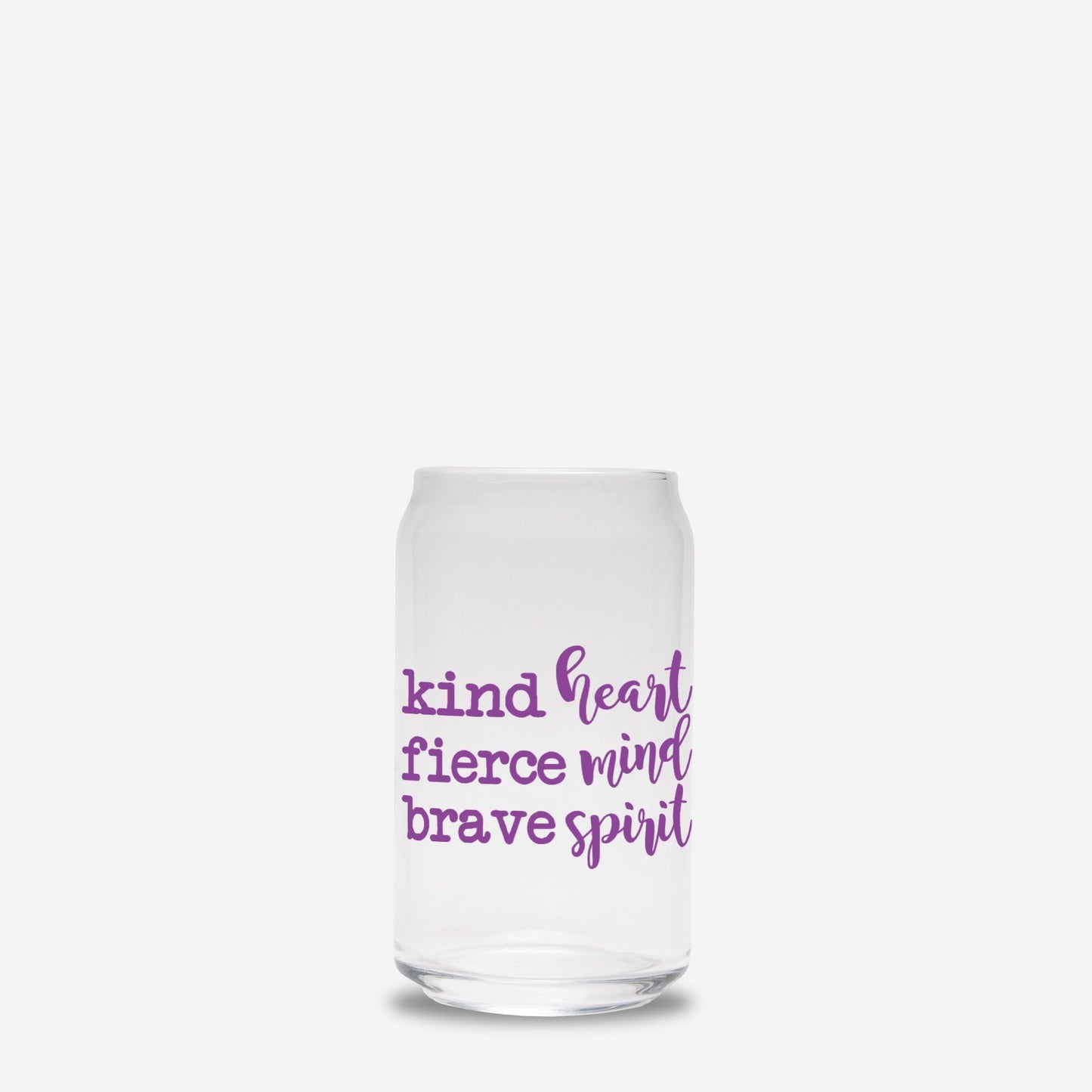 Kind Heart Fierce Mind Brave Spirit Glass Can 16oz - Purple-Luxe Palette