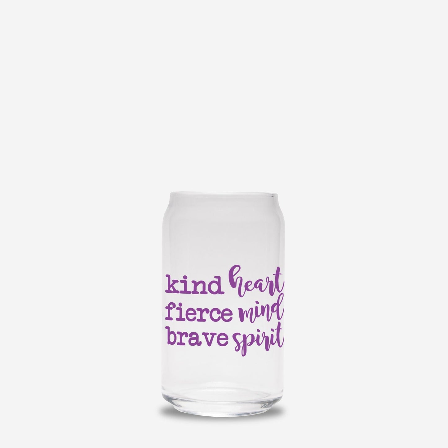 Kind Heart Fierce Mind Brave Spirit Glass Can 16oz - Purple-Luxe Palette