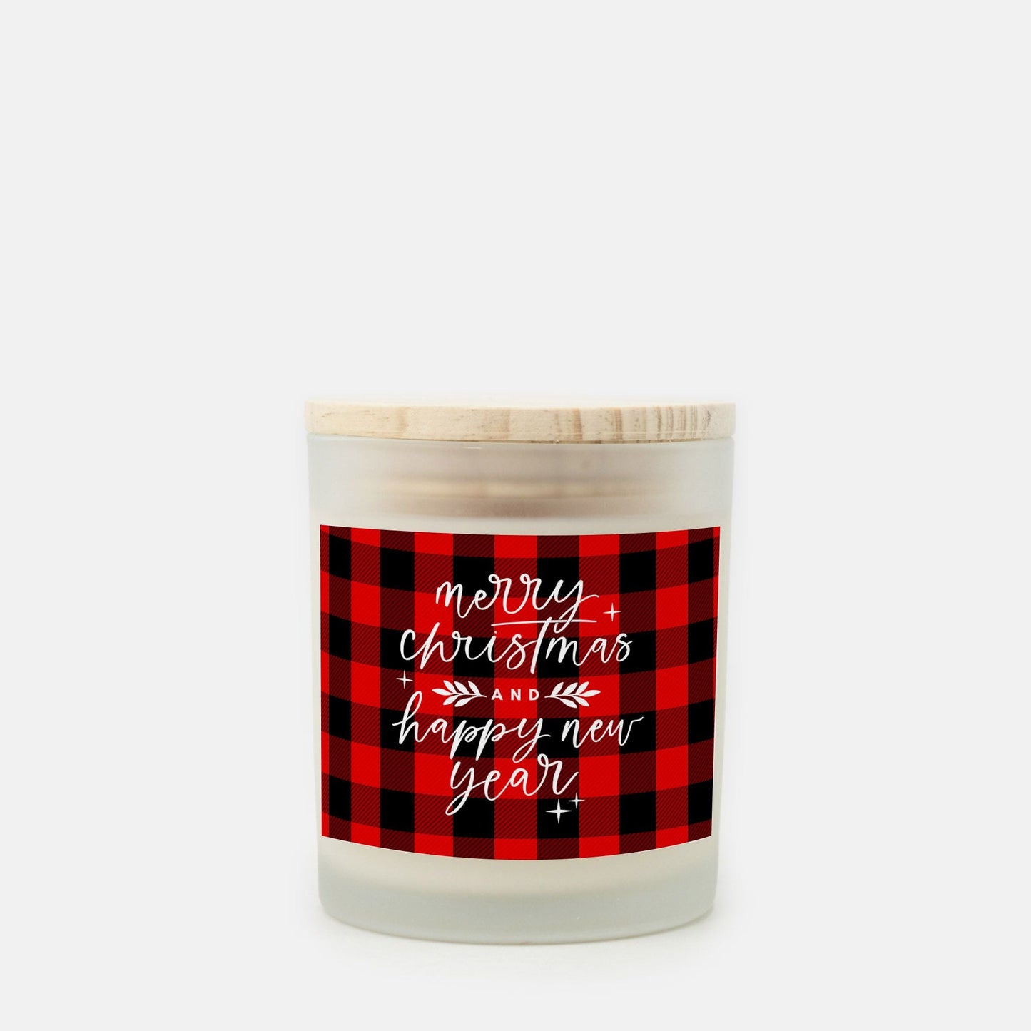 Merry Christmas and Happy New Year Candle | Red Buffalo Plaid, 11oz Hand-Poured Soy Wax | Holiday Party Gift & Christmas Decor-Luxe Palette