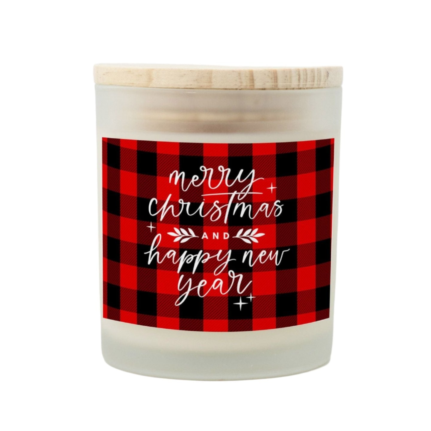 Merry Christmas and Happy New Year Candle | Red Buffalo Plaid, 11oz Hand-Poured Soy Wax | Holiday Party Gift & Christmas Decor-Luxe Palette