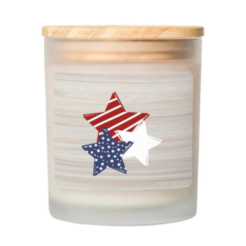 Patriotic Star Candle, 4th of July Home Decor | 11oz Coconut Soy Jar Candle with Wood Lid-Luxe Palette