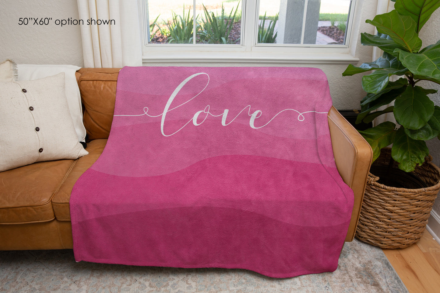 Pink Love Ombre Waves Inspirational Quote Blanket-Luxe Palette