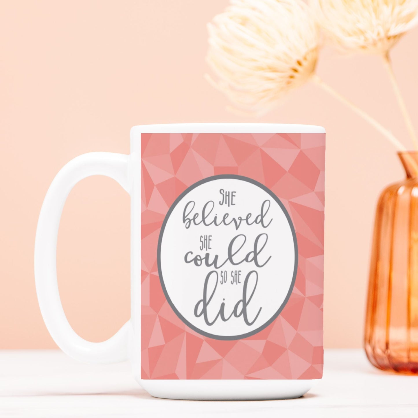 She Believed She Could So She Did 15oz Ceramic Mug | Inspirational Coffee Mug | Motivational Gift for Women-Luxe Palette