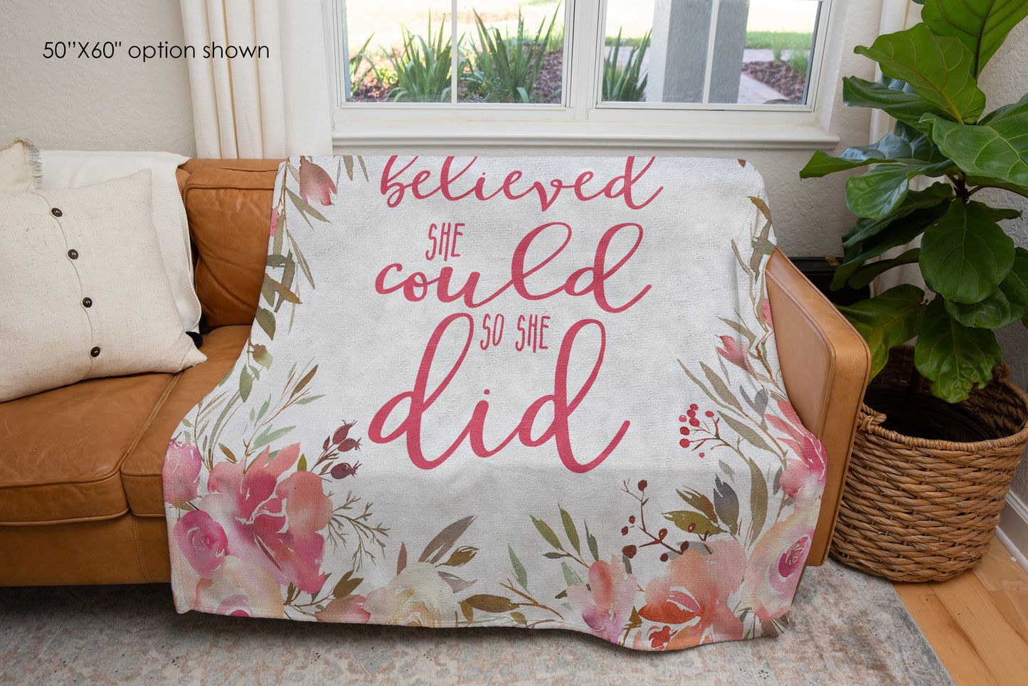 She Believed She Could So She Did Blanket, Inspirational Baby Girl & Encouragement Gift-Luxe Palette