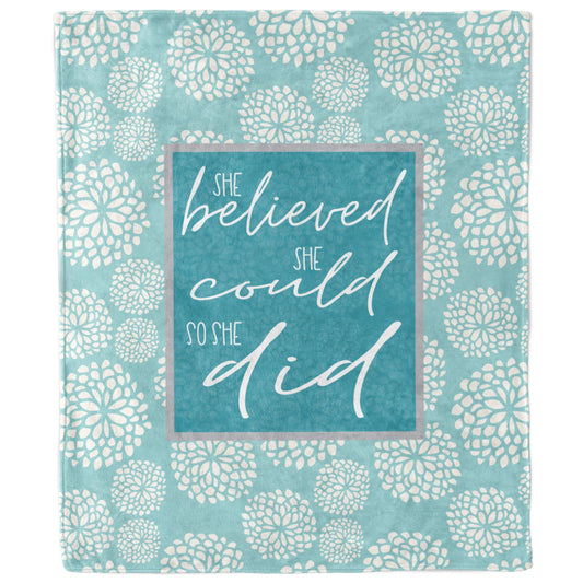 She Believed She Could So She Did Blue Quote Blanket-Luxe Palette