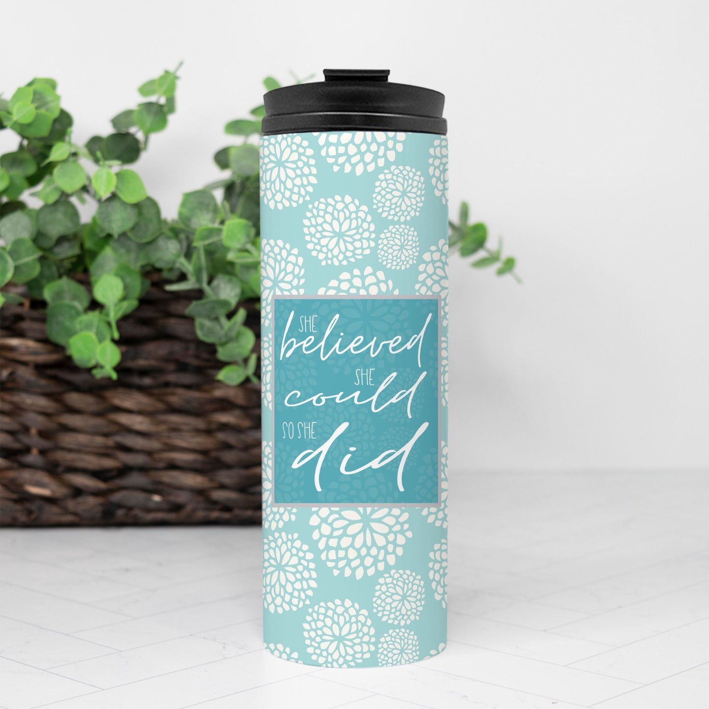 She Believed She Could So She Did Thermal Tumbler | 16oz Stainless Steel | Inspirational Drinkware | Motivational Gift for Women-Luxe Palette