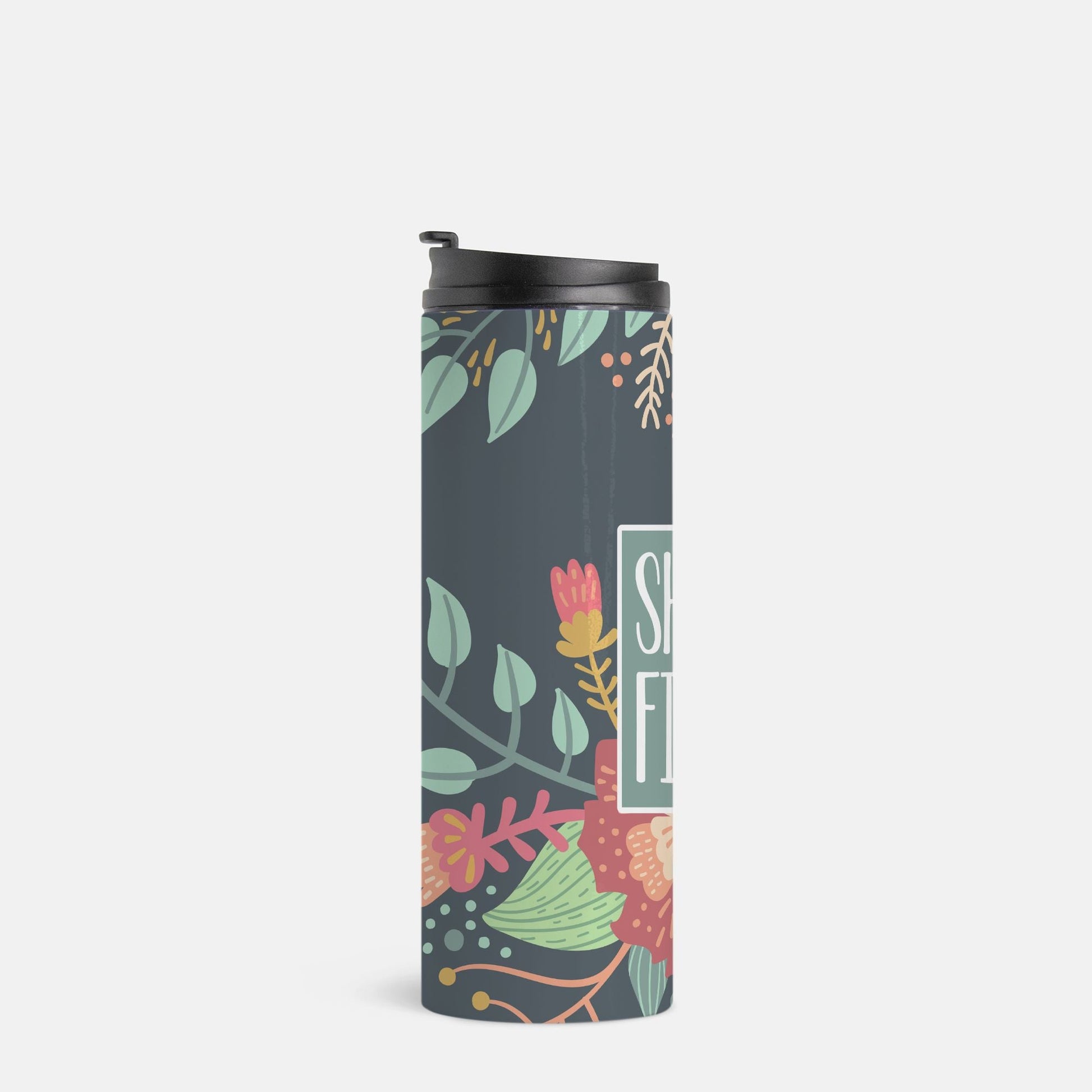 She Is FIerce Floral Travel Thermal Mug | Inspirational Drinkware-Luxe Palette