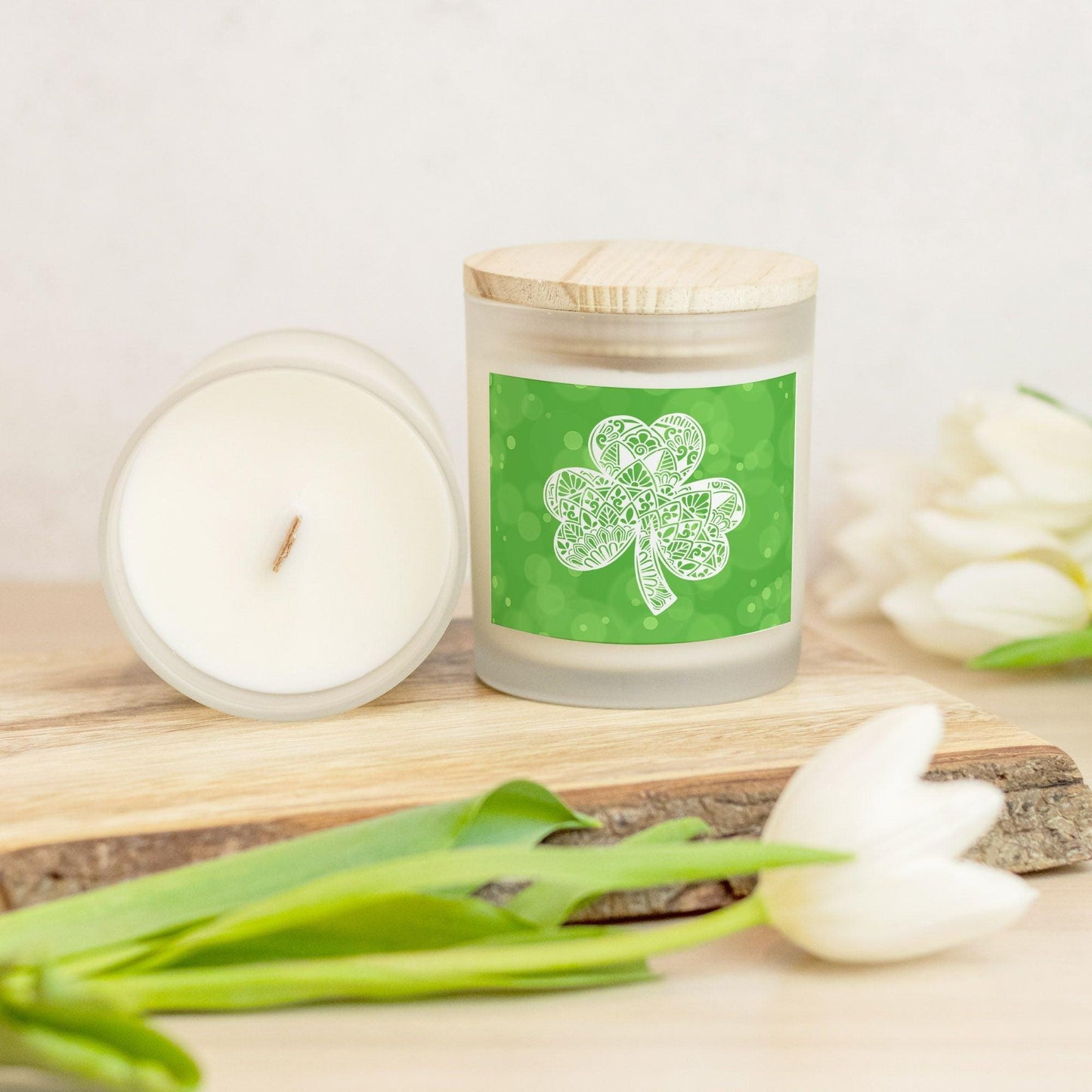 St Patricks Day Shamrock Mandala Scented Candle-Luxe Palette