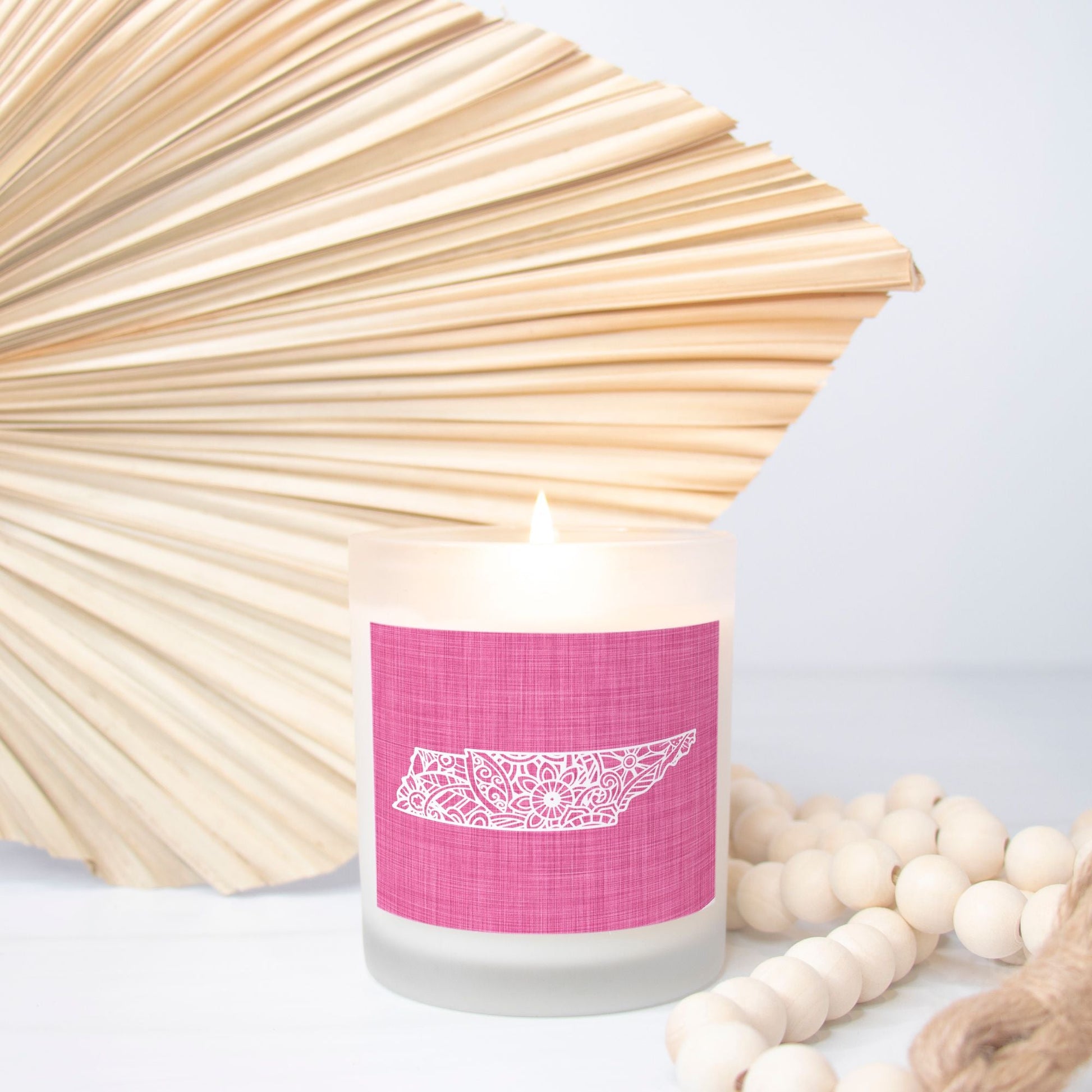 State Candle with Mandala State - Pink Background-Luxe Palette