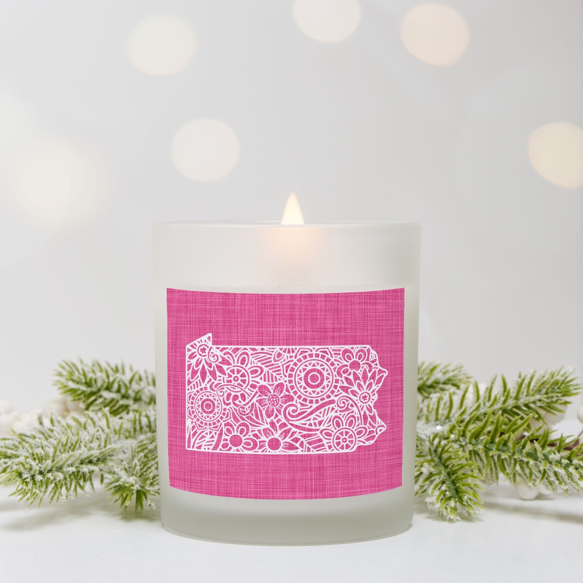 State Candle with Mandala State - Pink Background-Luxe Palette