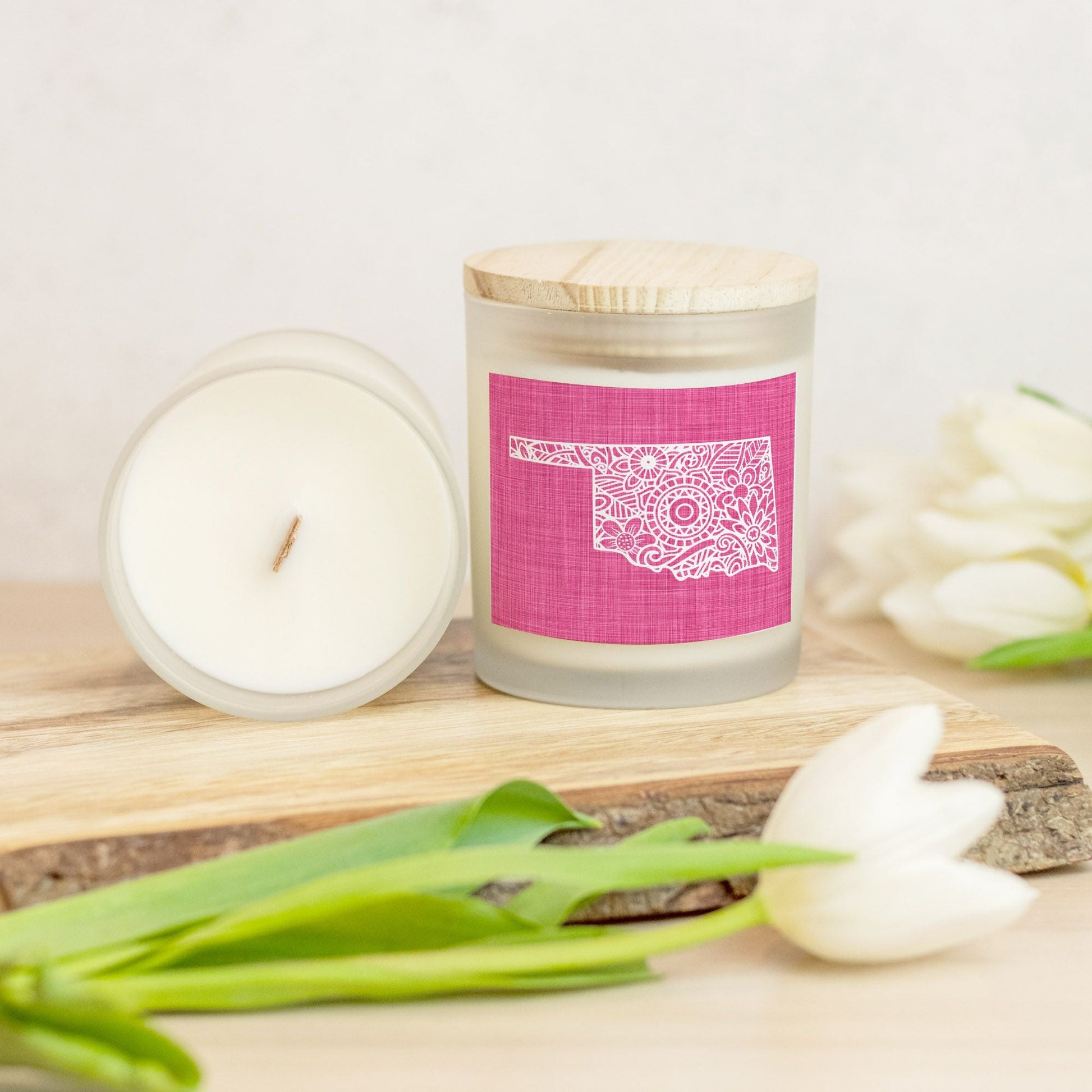 State Candle with Mandala State - Pink Background-Luxe Palette