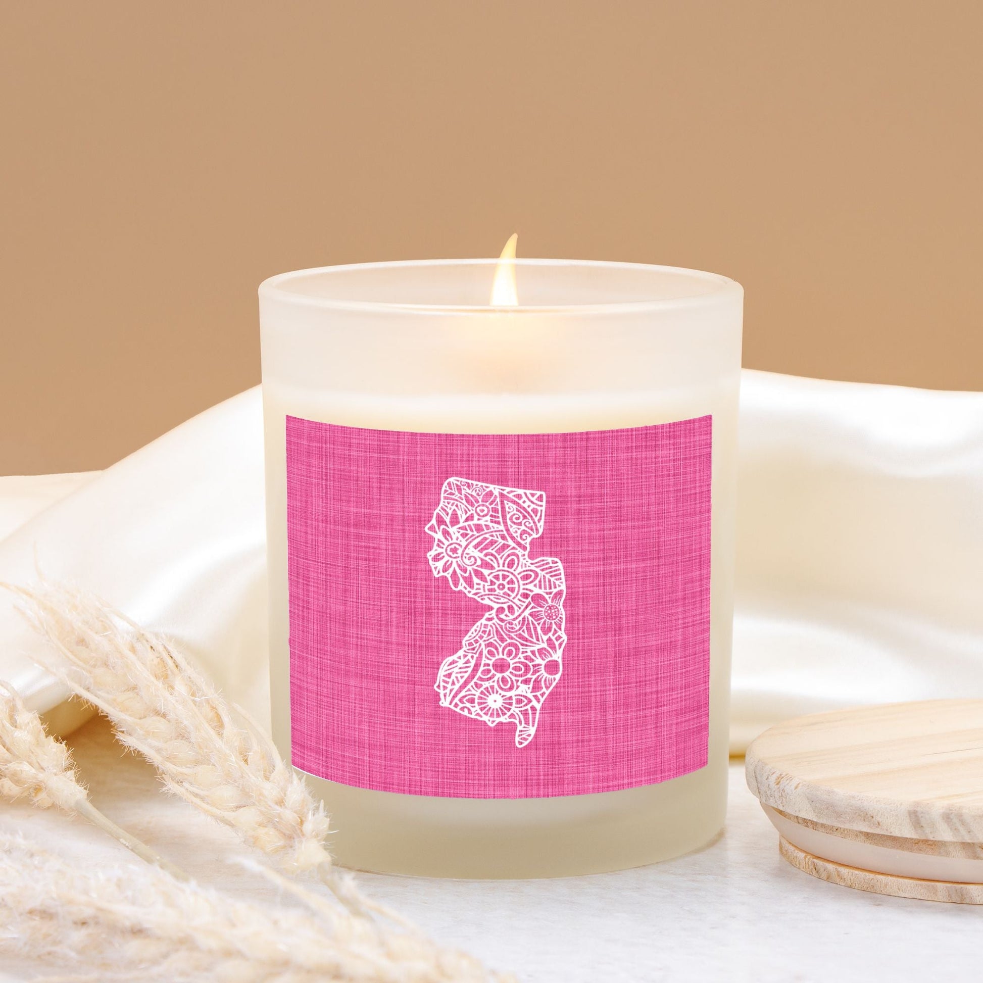 State Candle with Mandala State - Pink Background-Luxe Palette