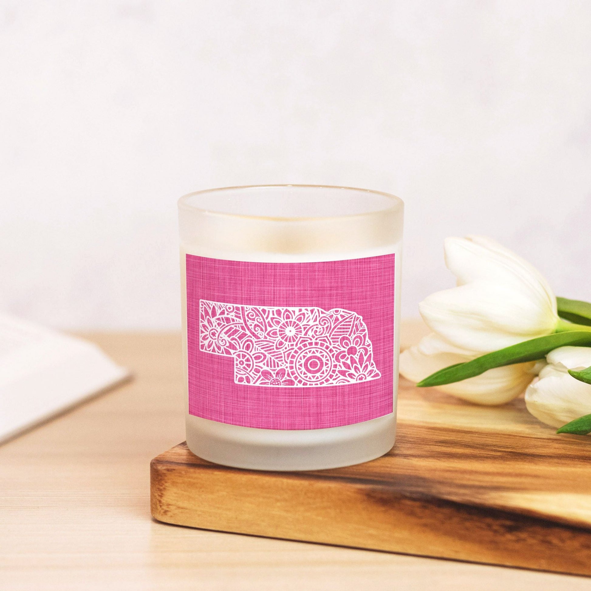 State Candle with Mandala State - Pink Background-Luxe Palette