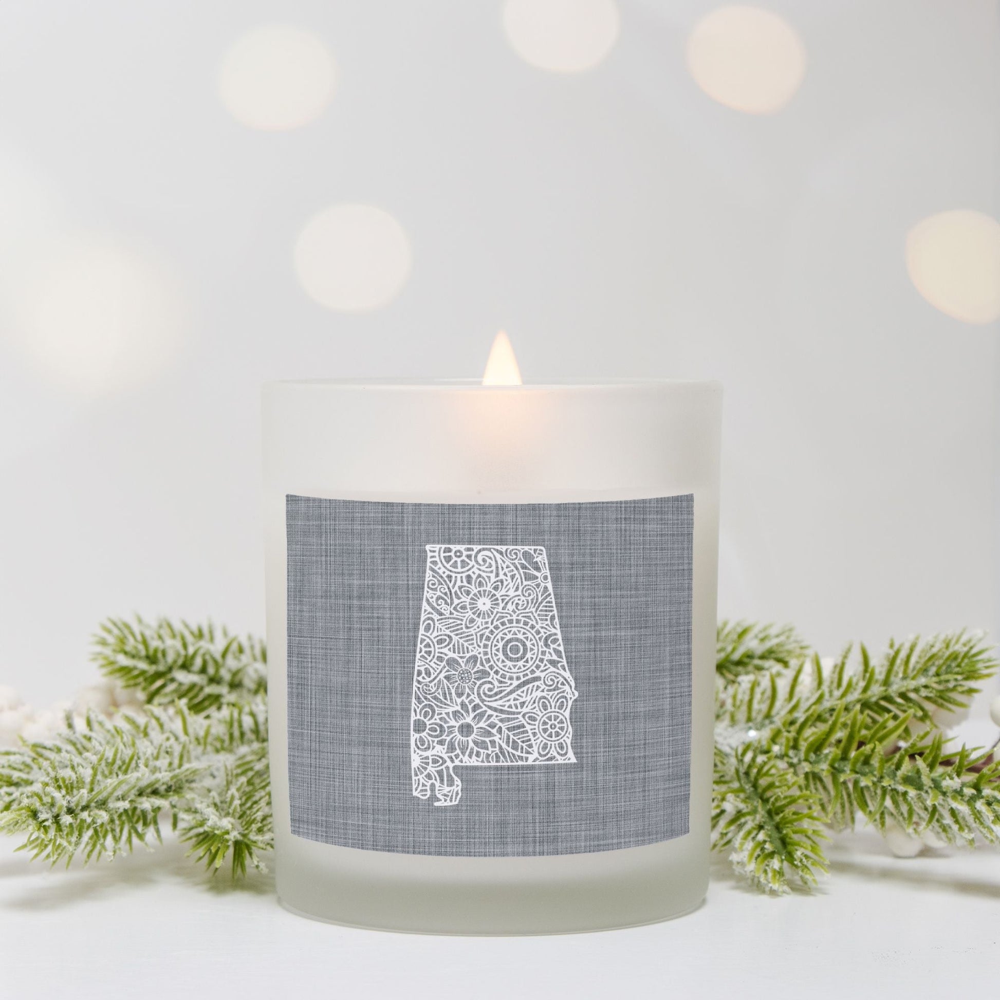 State Mandala Candle with Gray Background-Luxe Palette