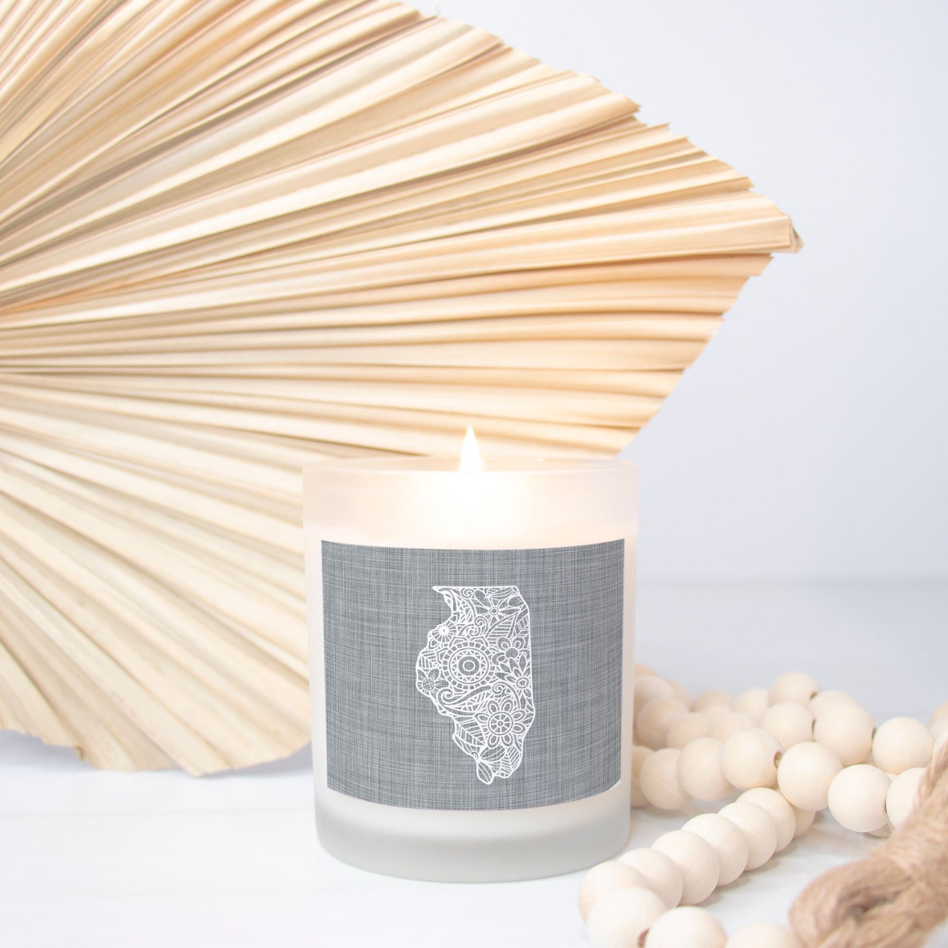 State Mandala Candle with Gray Background-Luxe Palette