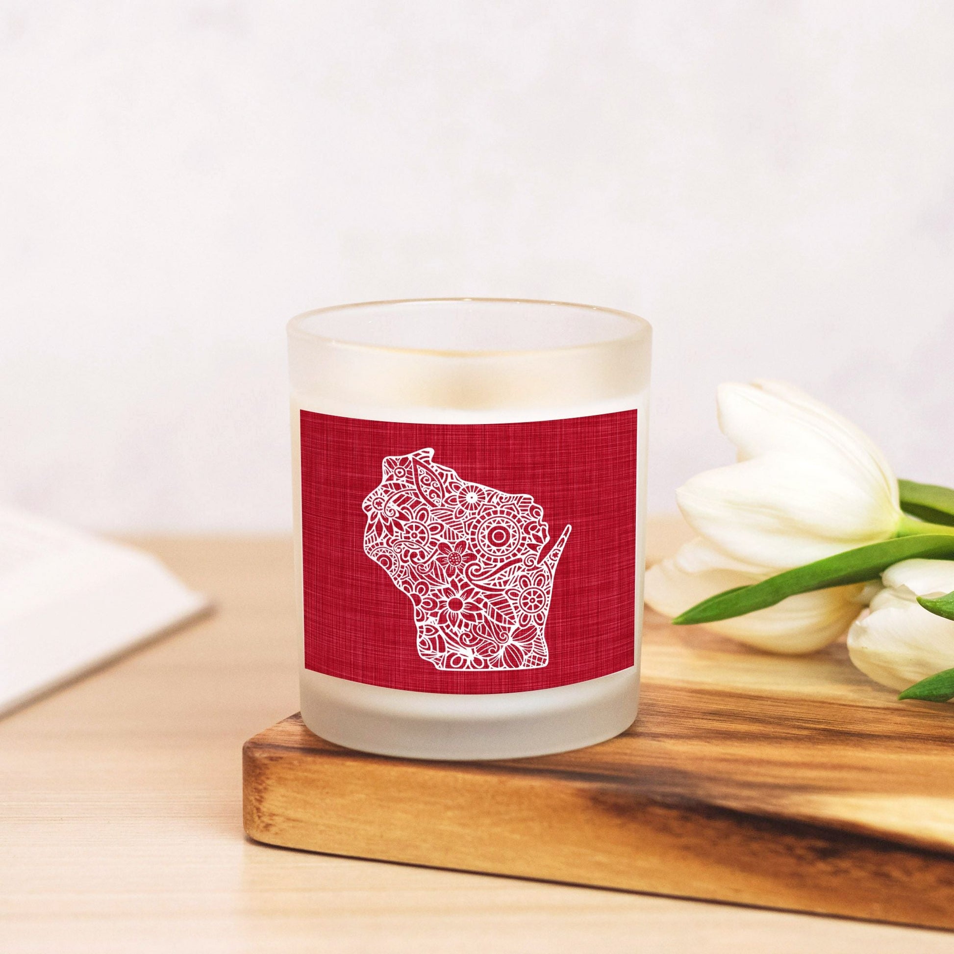 State Mandala Candle with Red Background-Luxe Palette