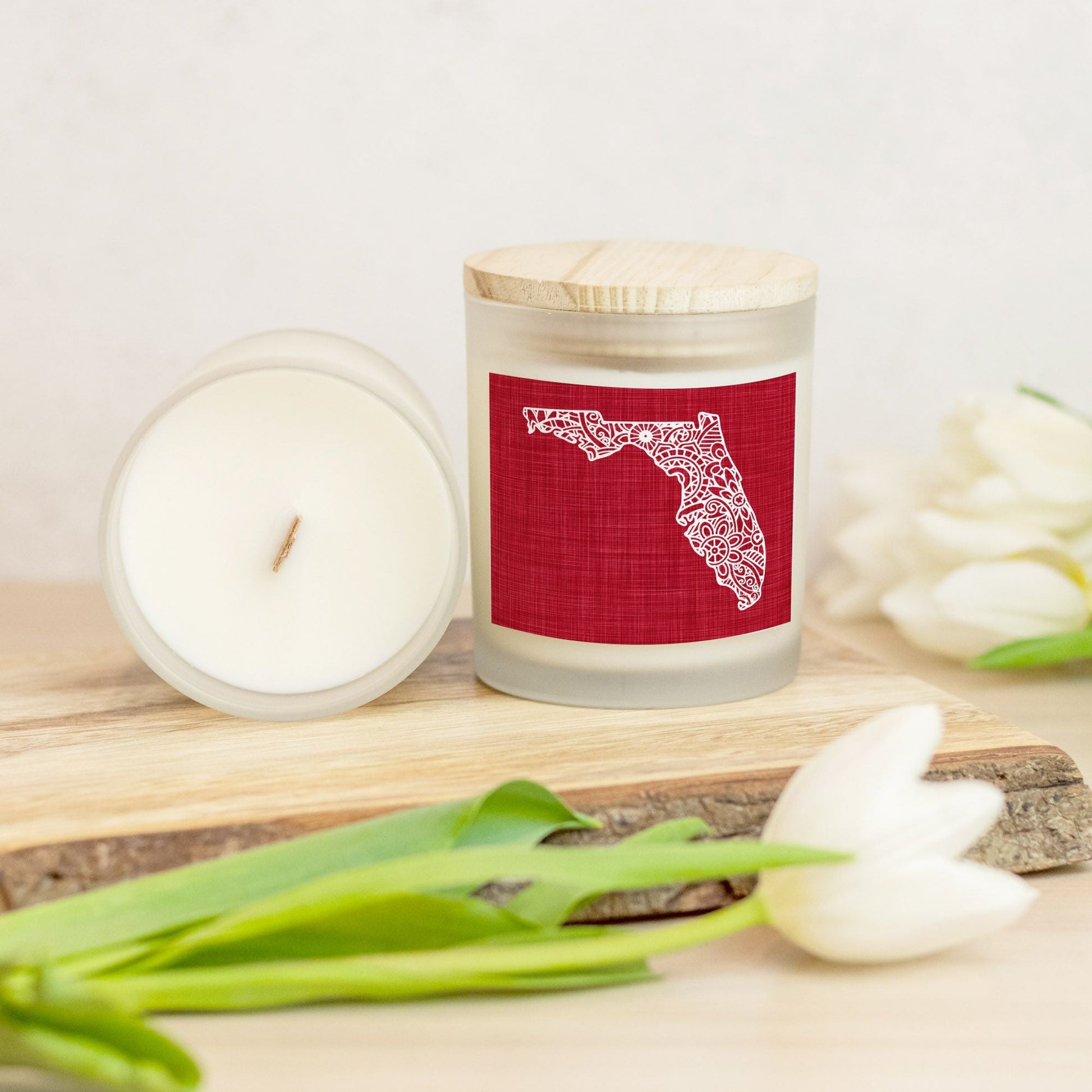 State Mandala Candle with Red Background-Luxe Palette