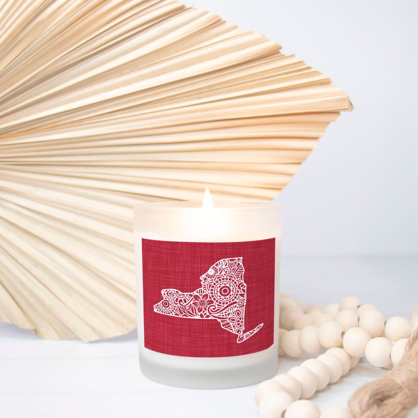 State Mandala Candle with Red Background-Luxe Palette