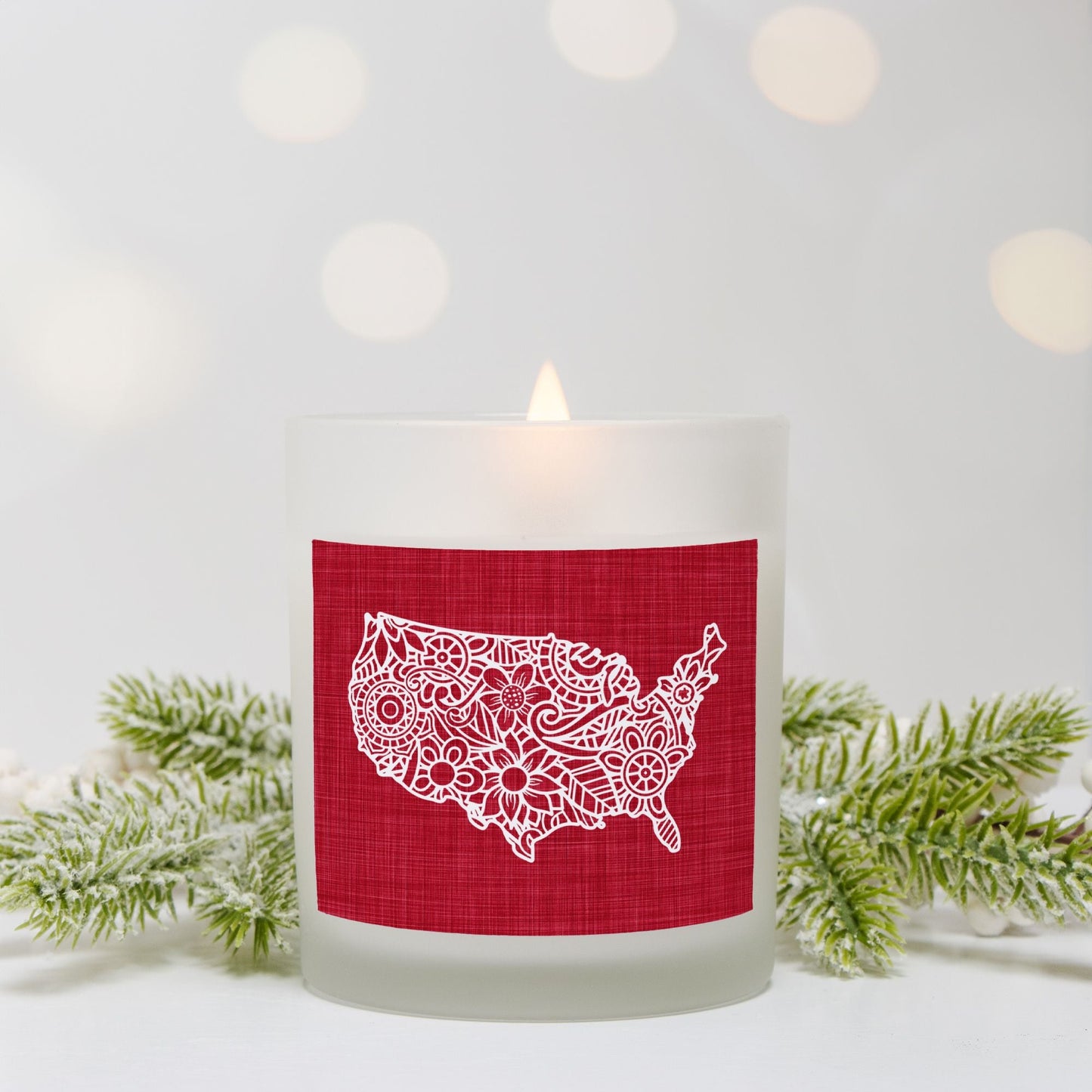 State Mandala Candle with Red Background-Luxe Palette