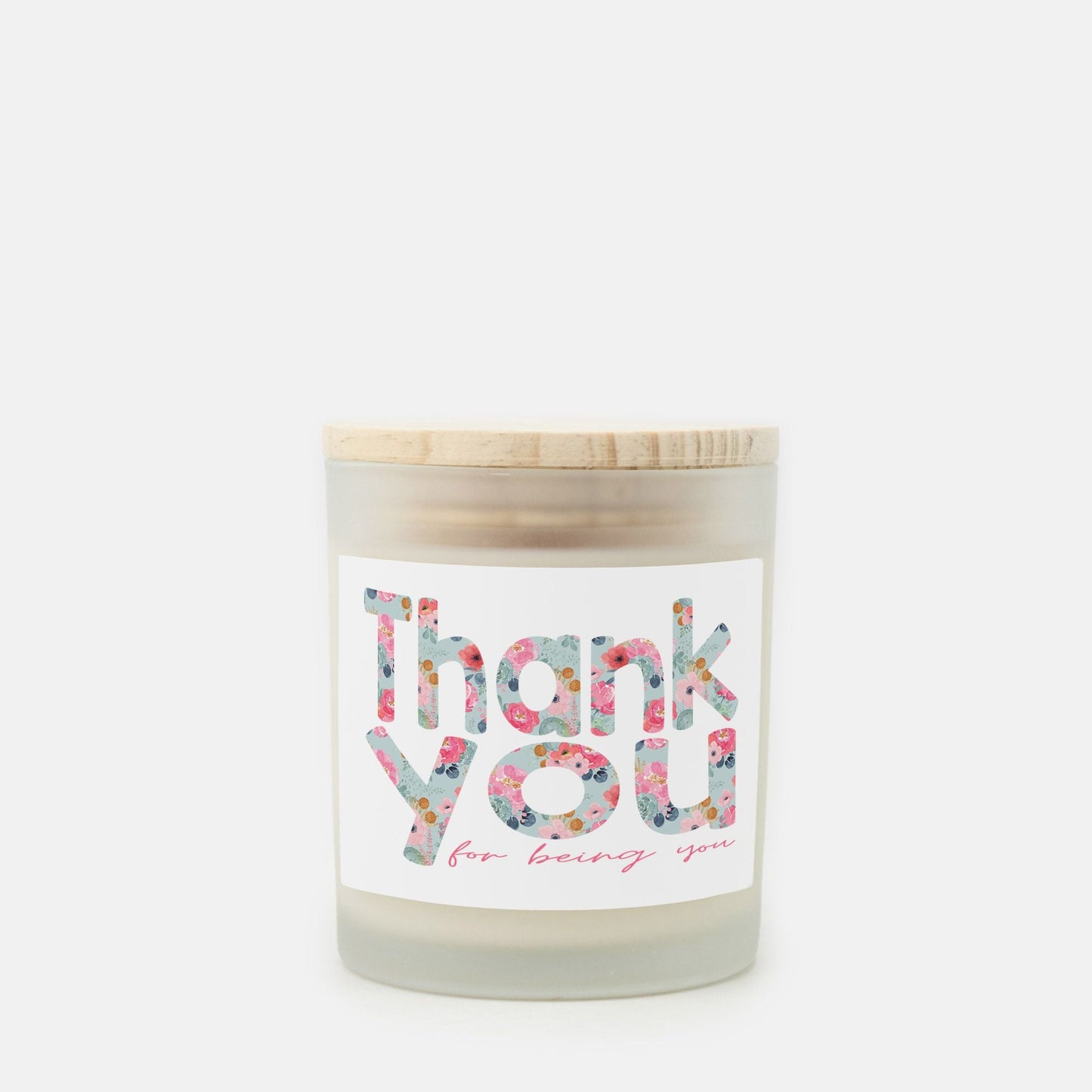 Thank You Candle | Hand-Poured 11oz Soy Wax, Floral Design in Frosted Glass | Perfect Host Gift or Appreciation Gift-Luxe Palette