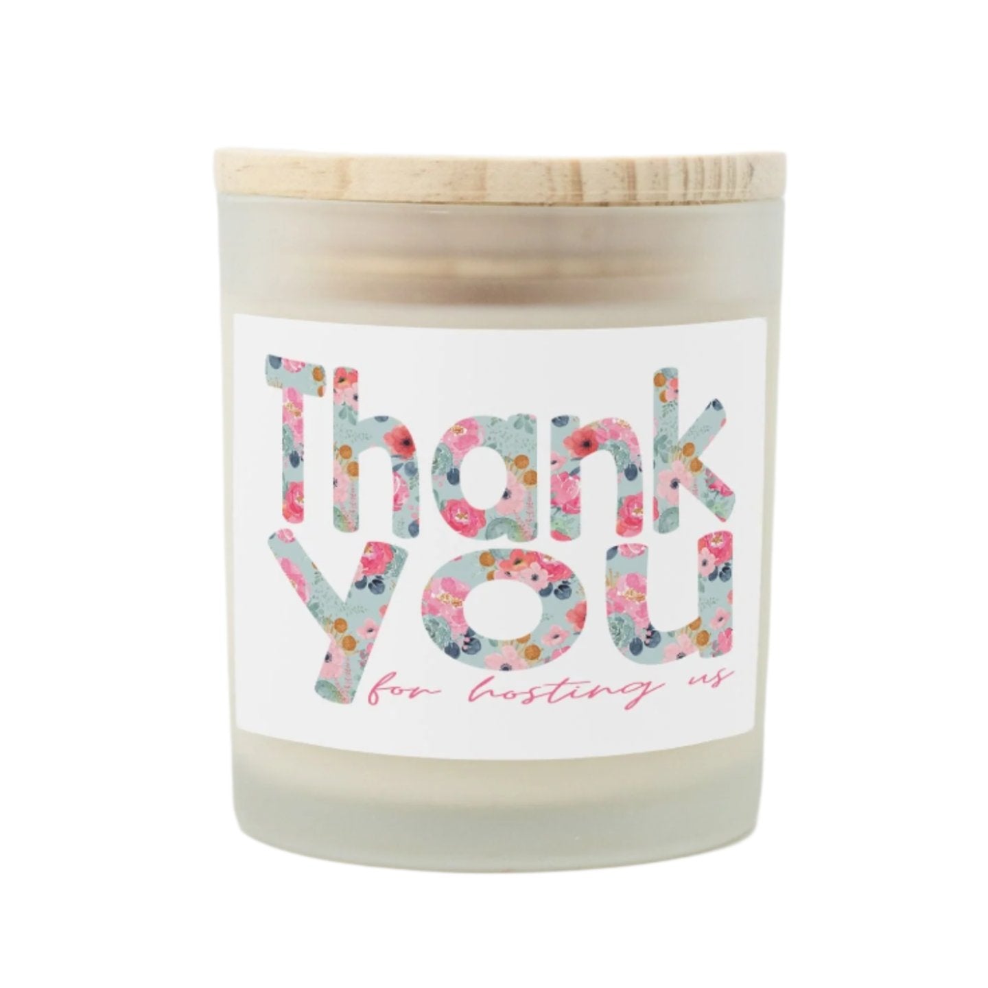 Thank You Candle | Hand-Poured 11oz Soy Wax, Floral Design in Frosted Glass | Perfect Host Gift or Appreciation Gift-Luxe Palette