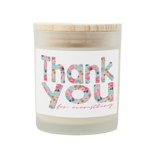 Thank You Floral Candle, 11 oz Frosted Glass-Luxe Palette