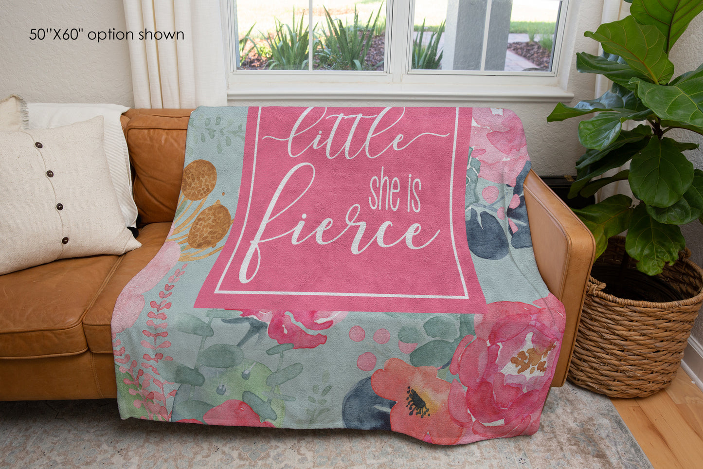 Though She Be But Little She Is Fierce Blanket, Baby Girl Gift, Inspirational Quote Throw-Luxe Palette