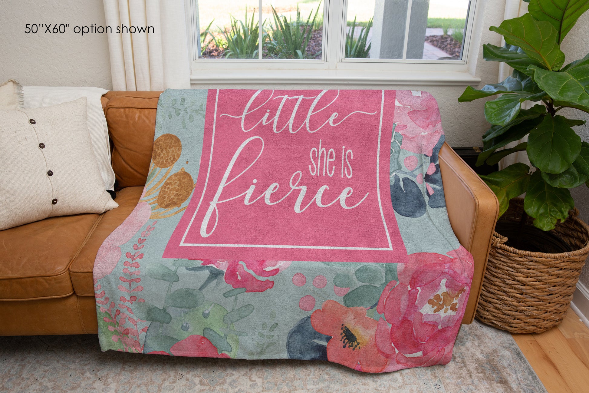 Though She Be But Little She Is Fierce Blanket, Baby Girl Gift, Inspirational Quote Throw-Luxe Palette