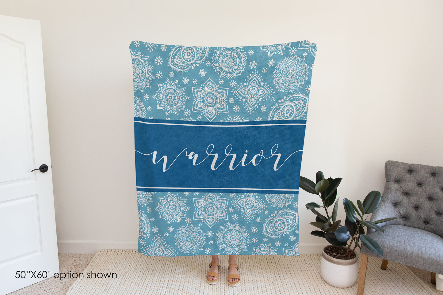 Warrior Mandala Inspirational Quote Blanket-Luxe Palette