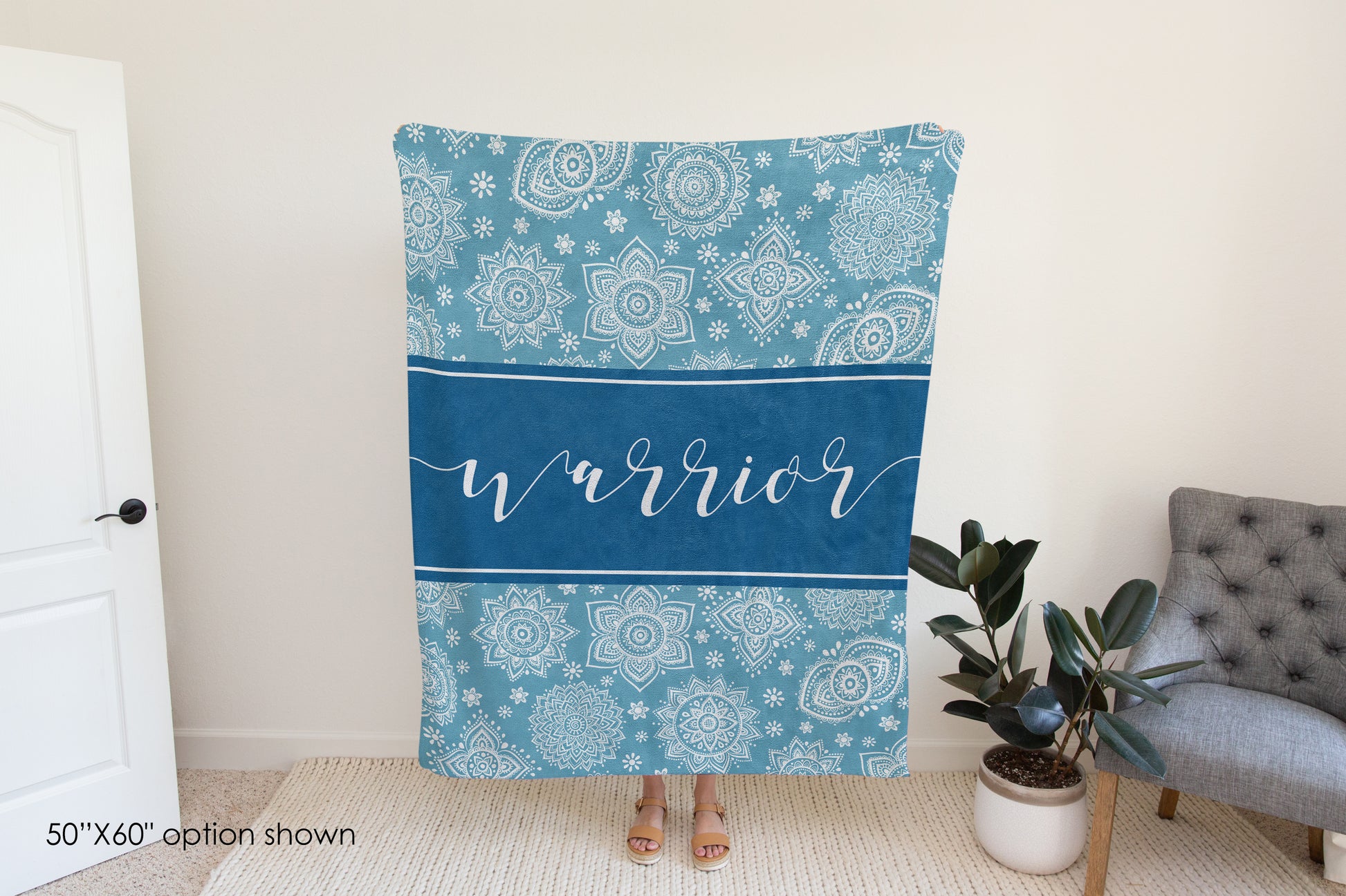 Warrior Mandala Inspirational Quote Blanket-Luxe Palette