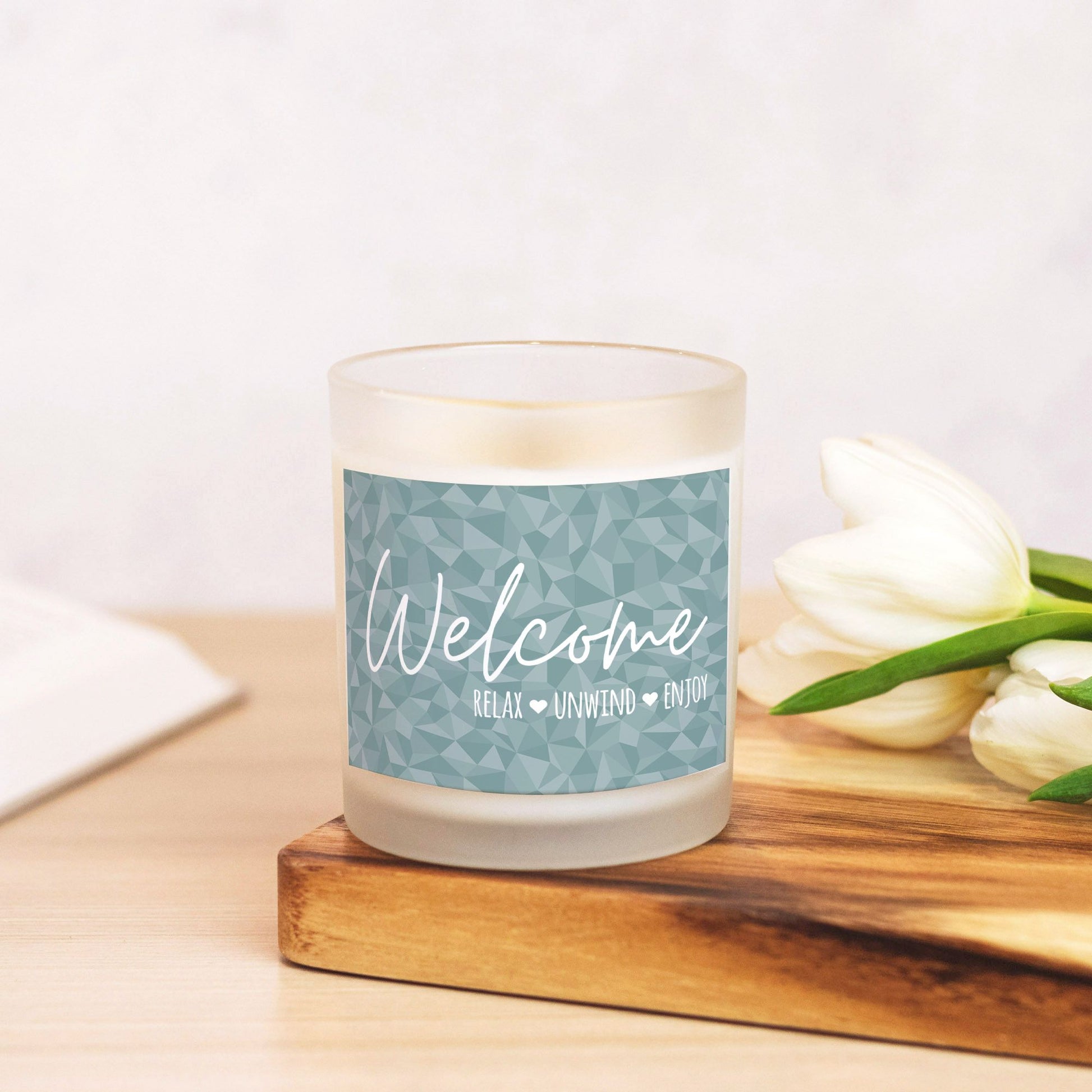 Welcome, Relax, Unwind, Enjoy Candle | Housewarming Candle-Luxe Palette