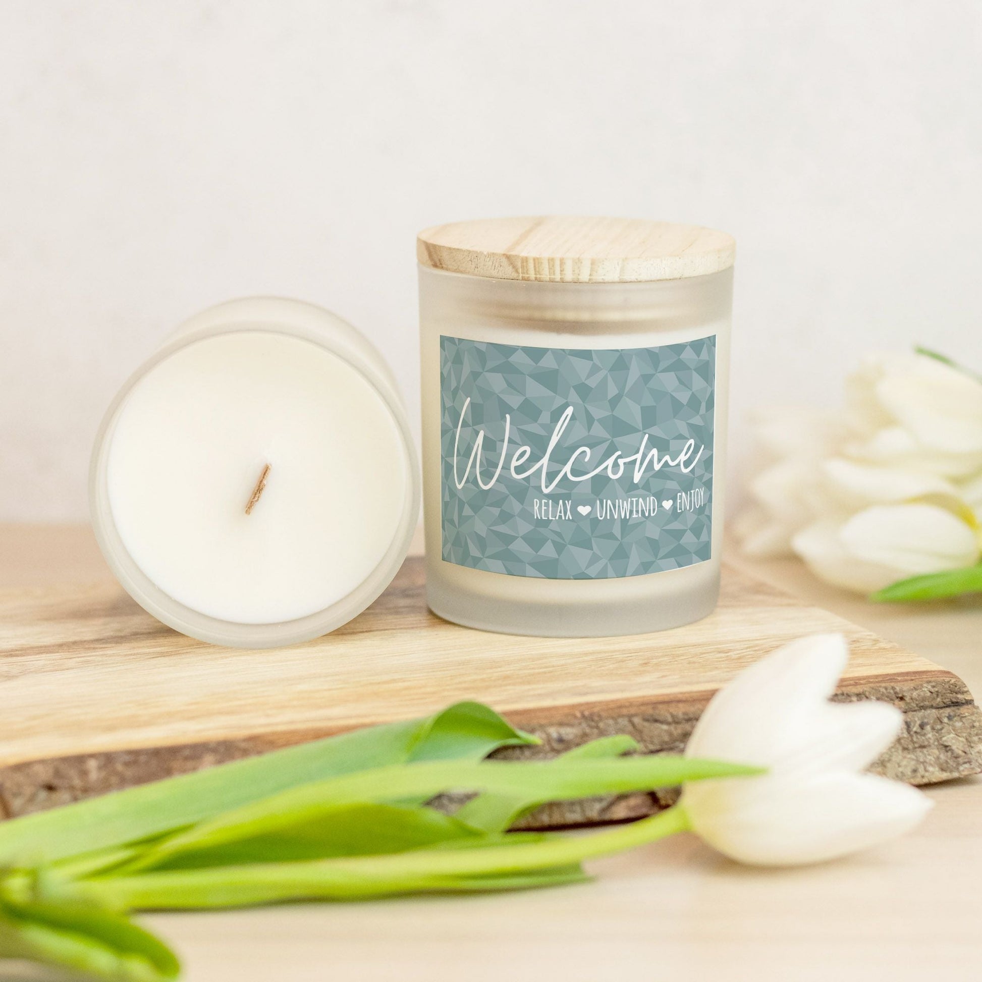 Welcome, Relax, Unwind, Enjoy Candle | Housewarming Candle-Luxe Palette