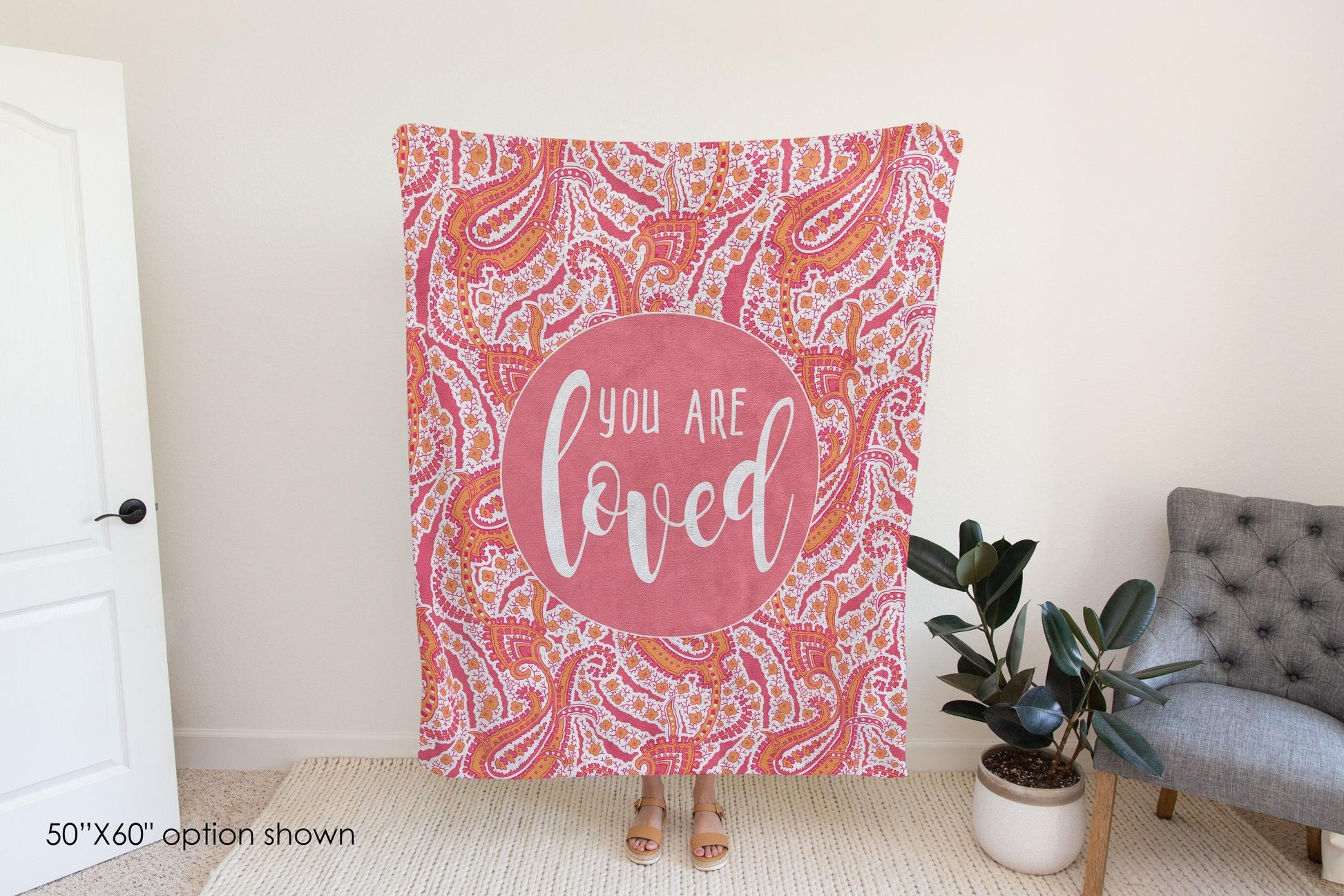 You Are Loved Paisley Inspirational Quote Blanket-Luxe Palette