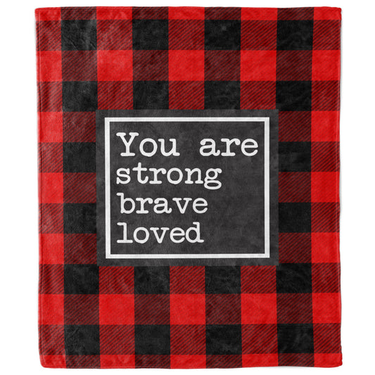 You Are Strong Brave Loved Buffalo Plaid Blanket-Luxe Palette