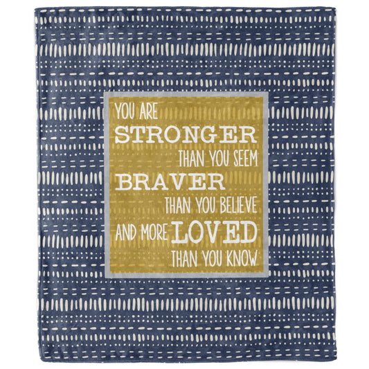You Are Stronger Braver Loved Blue Yellow Boho Blanket-Luxe Palette