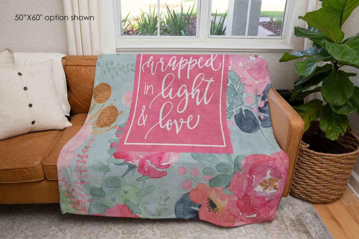 You Are Wrapped in Light and Love Pastel Floral Inspirational Blanket-Luxe Palette