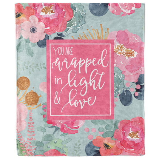 You Are Wrapped in Light and Love Pastel Floral Inspirational Blanket-Luxe Palette