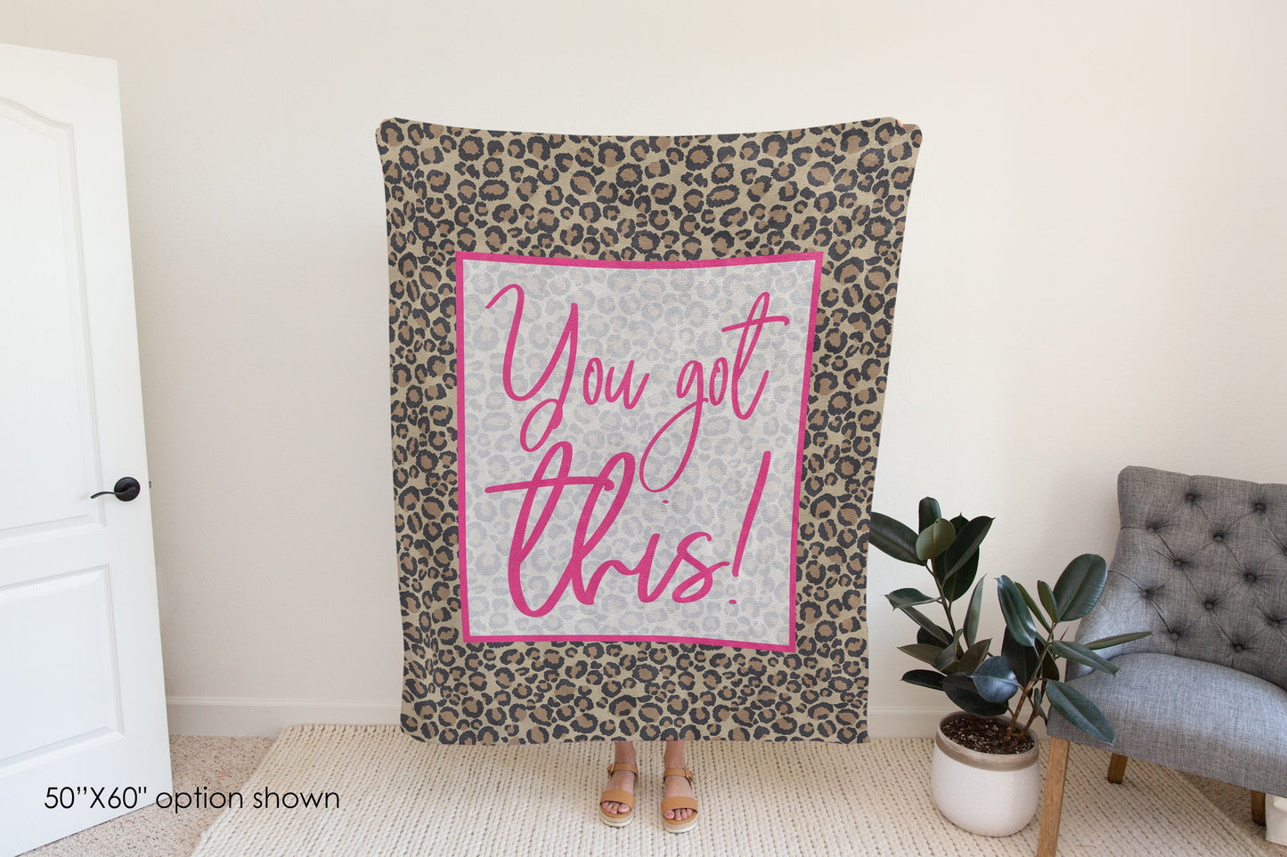 You Got This Leopard Print Inspirational Blanket | Positive Affirmations Blanket-Luxe Palette