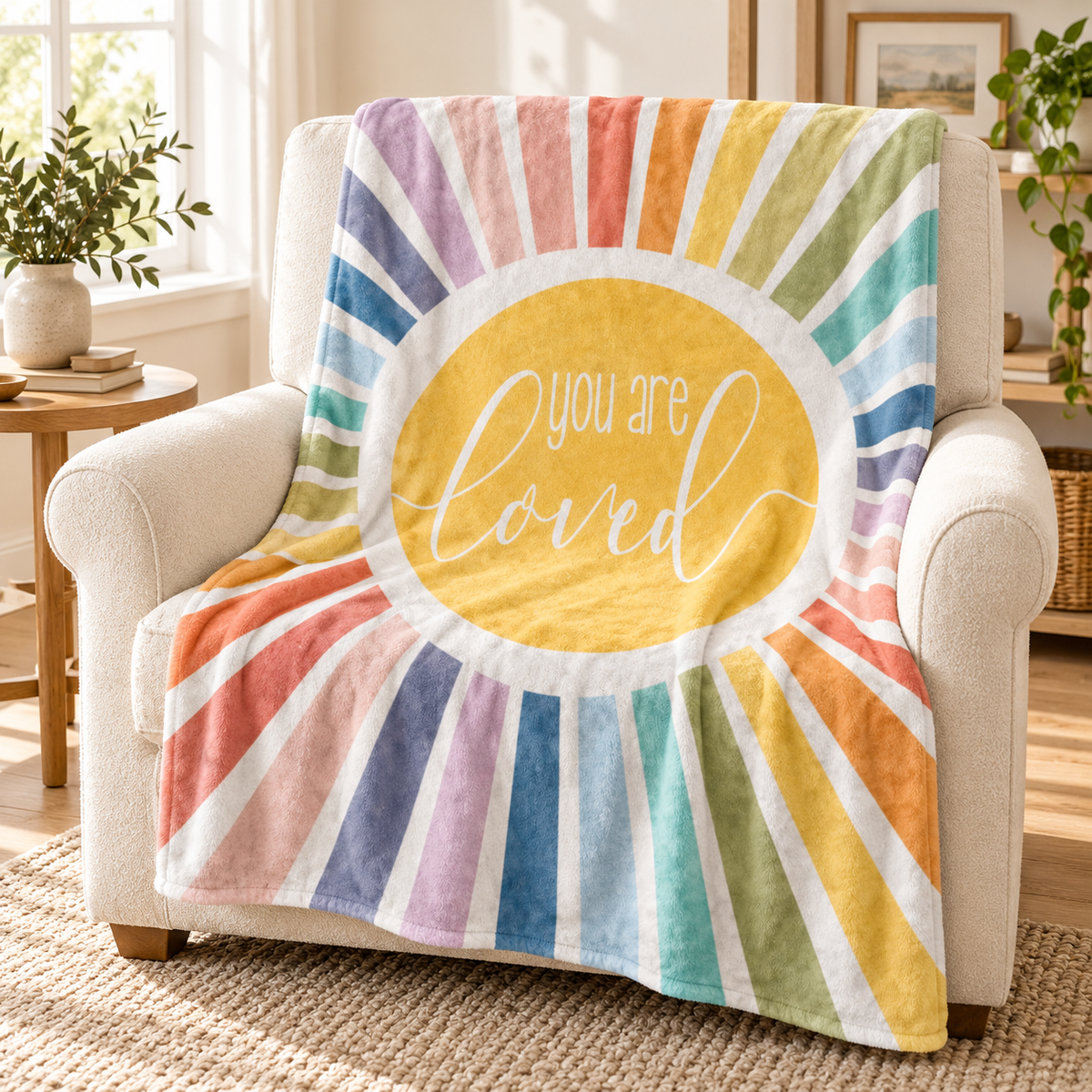 You Are Loved Sunburst Blanket | Baby & Encouragement Gift-Luxe Palette