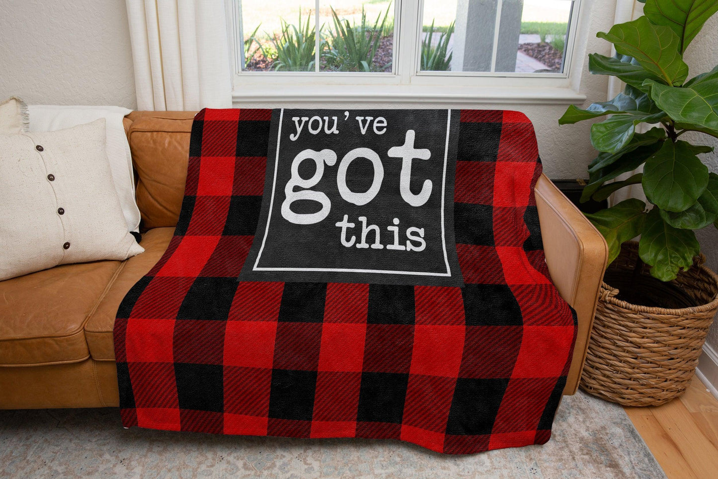 You've Got This Buffalo Plaid Inspirational Blanket-Luxe Palette