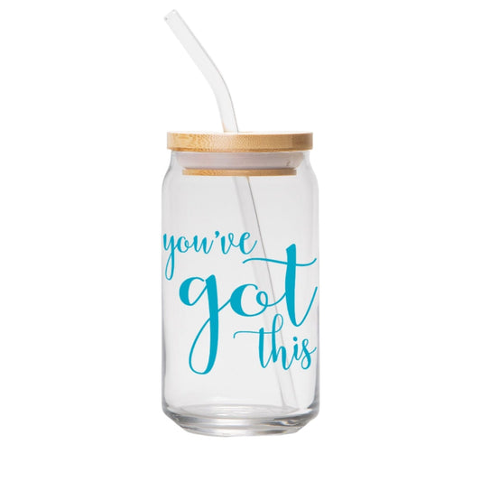 You’ve Got This Glass Can, 16oz Blue | Motivational Drinkware, Inspirational Gift for Daily Positive Affirmations-Luxe Palette