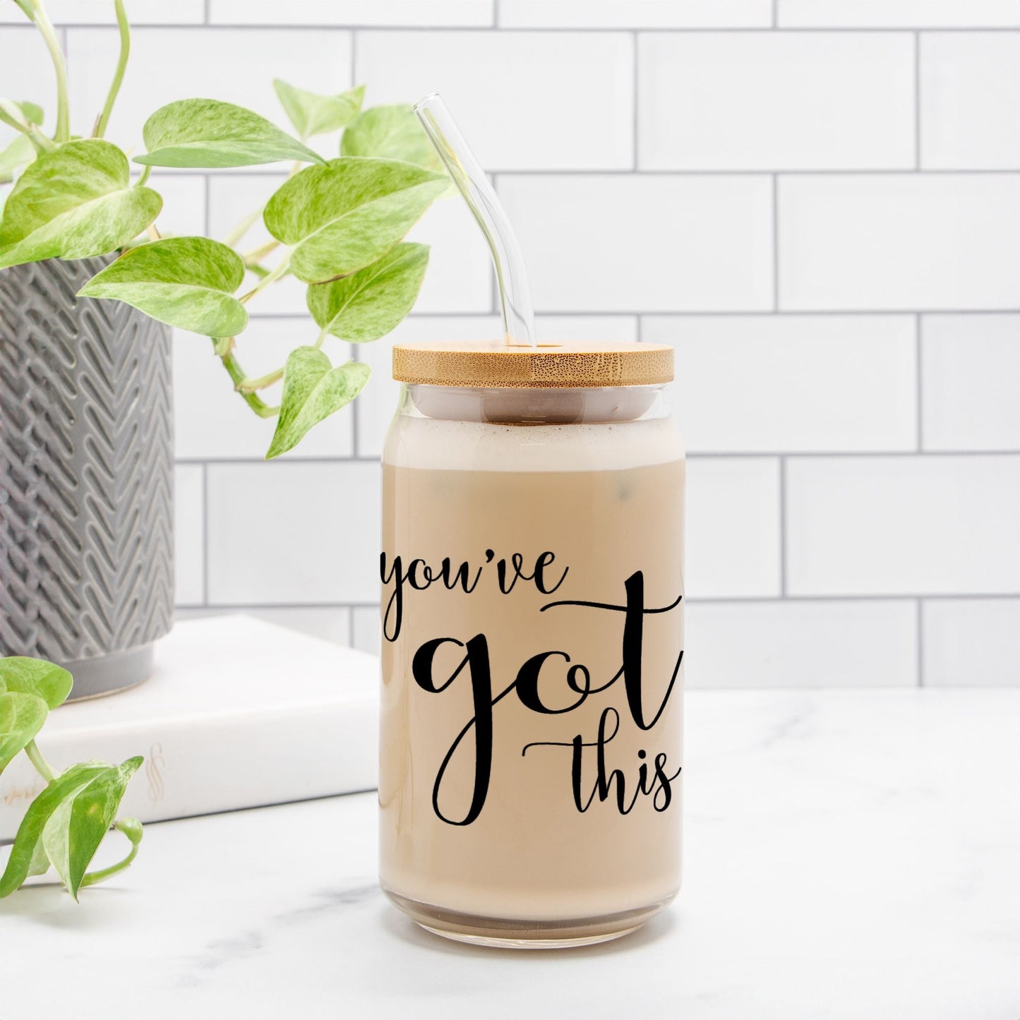 You've Got This Inspirational Glass Can 16oz - Black-Luxe Palette