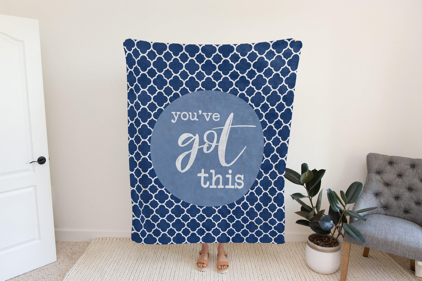 You've Got This Quatrefoil Blanket in Blue-Luxe Palette