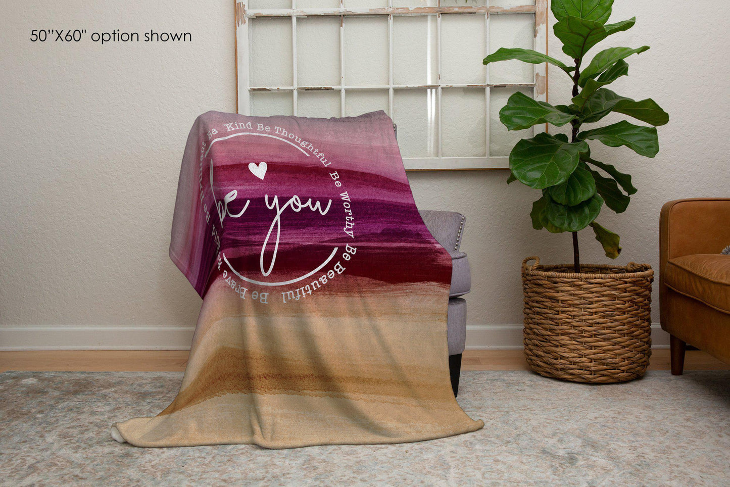 Be You Watercolor Ombre Inspirational Blanket-Luxe Palette