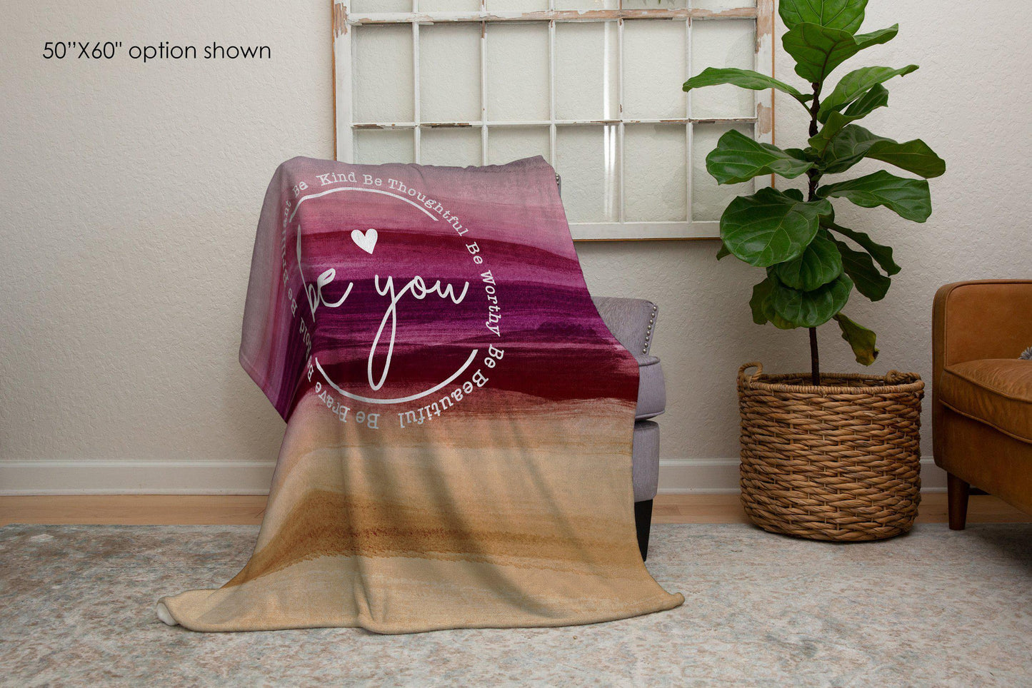 Be You Watercolor Ombre Inspirational Blanket-Luxe Palette