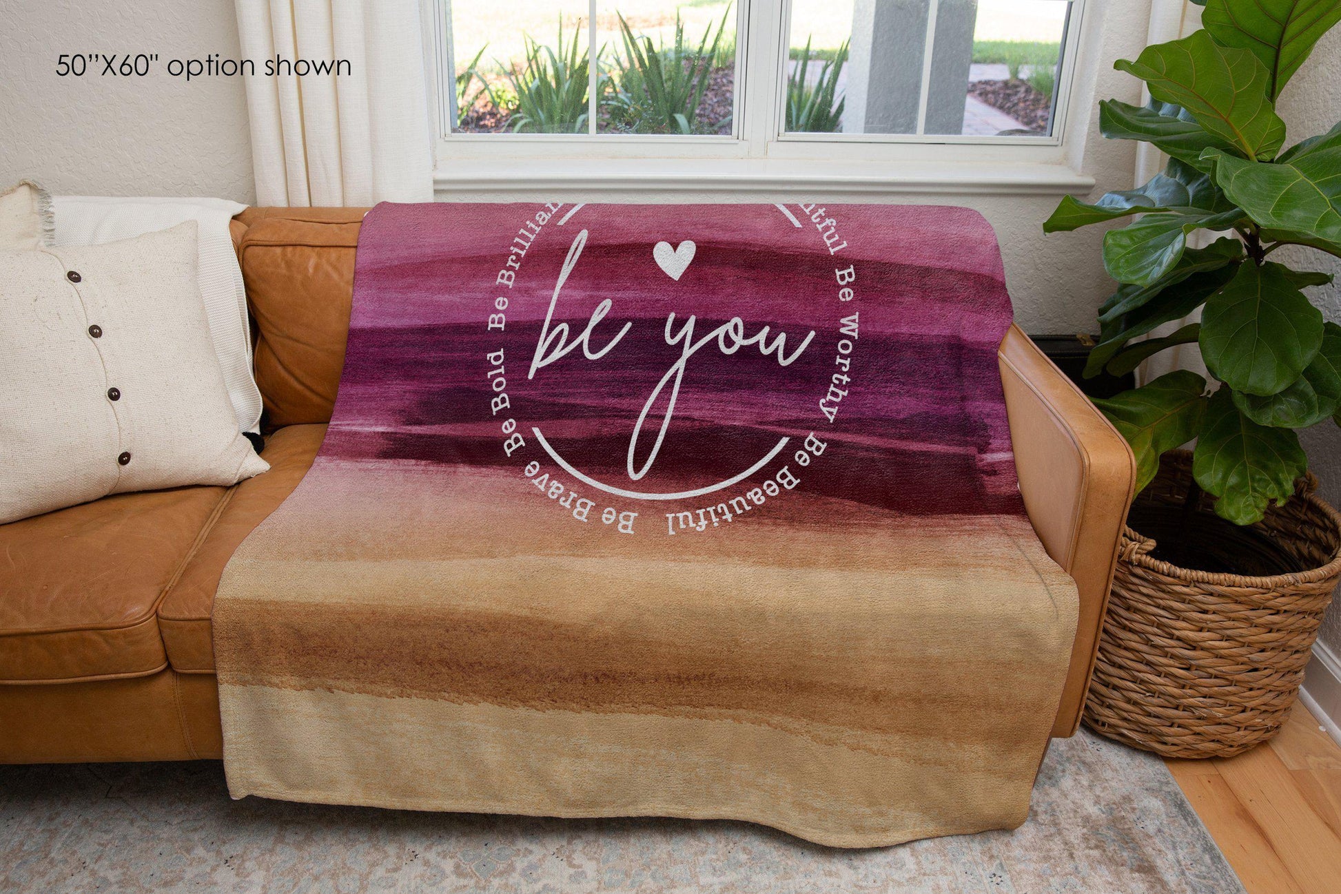 Be You Watercolor Ombre Inspirational Blanket-Luxe Palette