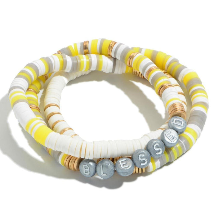 Blessed Inspirational Bracelet Set - Yellow and Grey-Luxe Palette