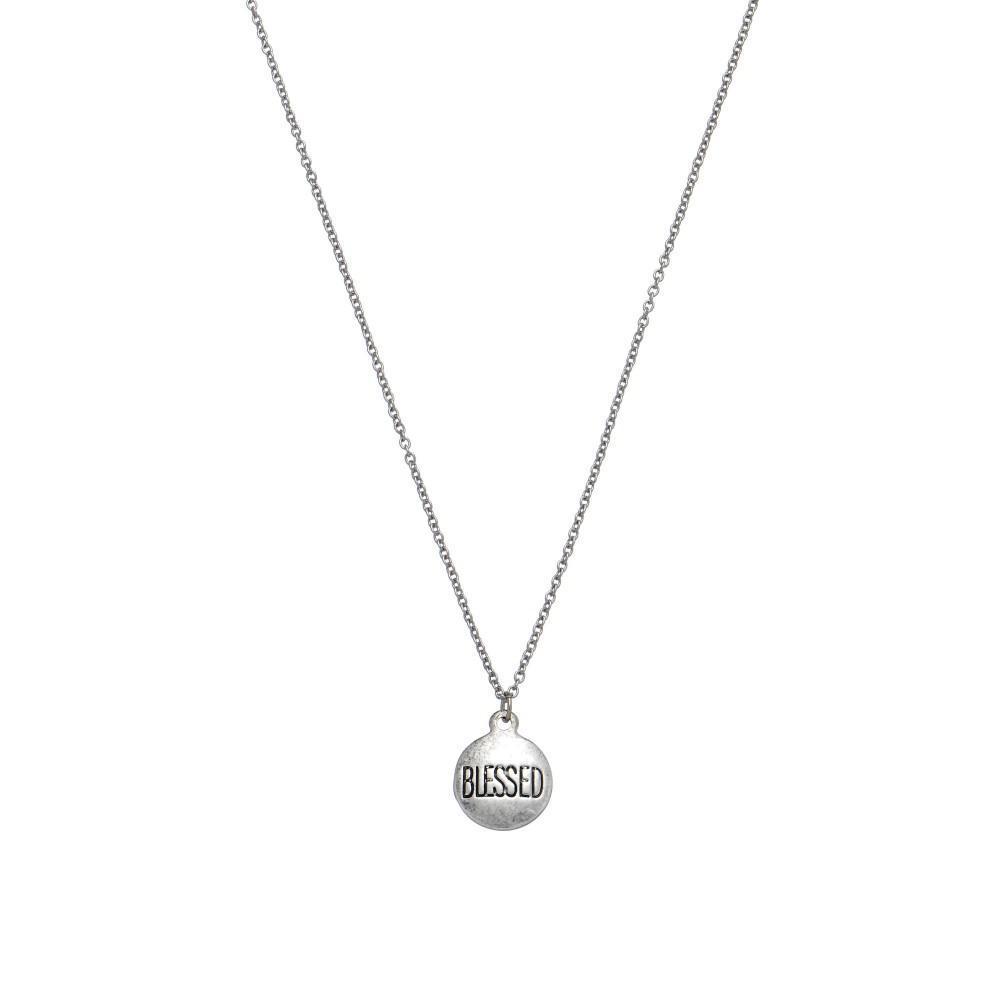 Blessed Inspirational Pendant Necklace - Silver-Luxe Palette