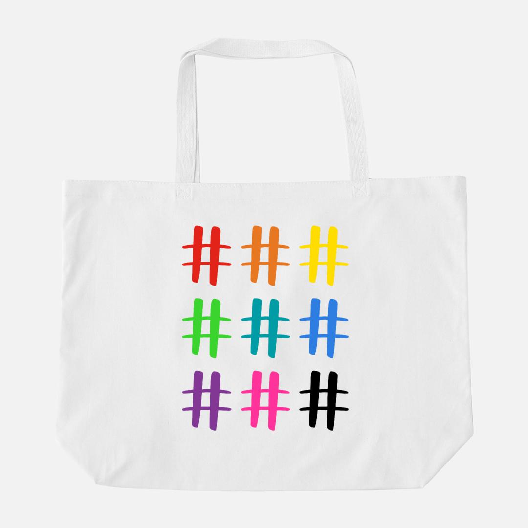 Brave Hashtag Large Tote Bag-Luxe Palette